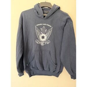 Vintage Israeli Air Force Hoodie Military Graphic Sweatshirt Navy Size M